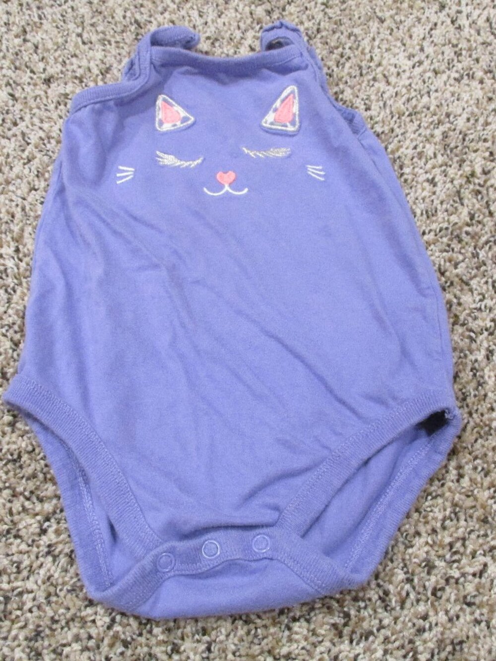 Jumping Beans Sleeveless One Piece Bodysuit Toddler Girls Size 18M Purple Cat